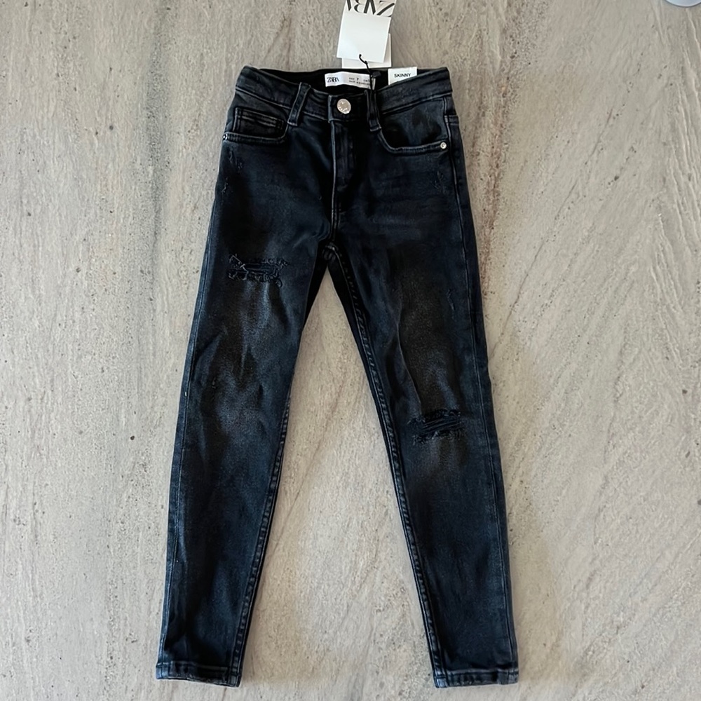 BNWT Zara Kids Girls Black Skinny Jeans size 7